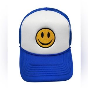 Dark blue two tone smiley trucker hat